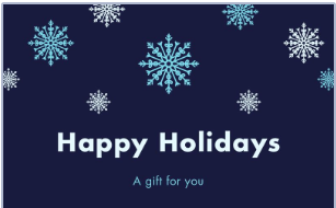 Gift card in dark blue with snowflakes